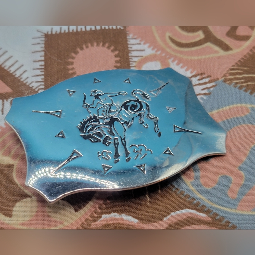 Western Rodeo Bucking Bronco Silver Tone Belt Buckle